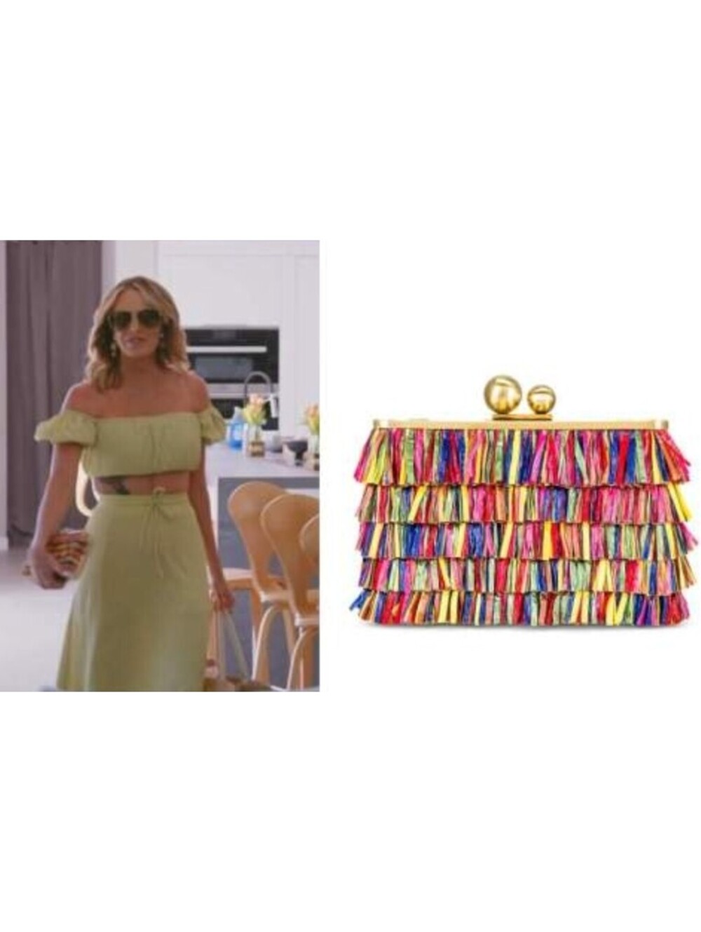 REVOLVE OLGABERG Multicolor CARLITA Fringe Shoulder Bag Gold ChainKiss Cocktail